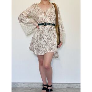 O’Neill | Boho Panama Shift Asymmetrical Hi-Low Bell-Sleeve Mini Dress